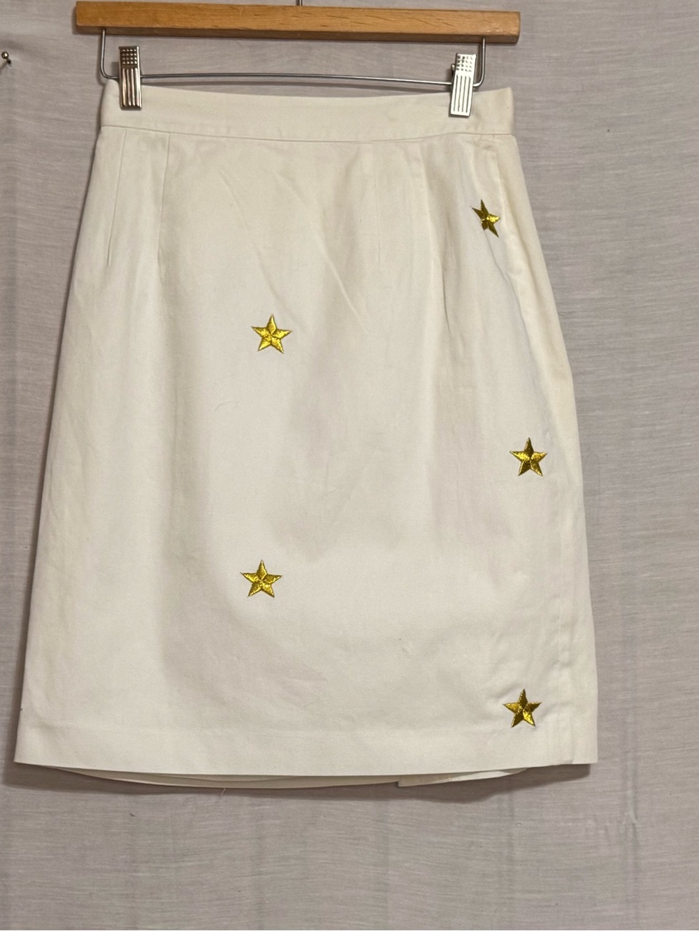 Vintage Apart White Gold Star Embroidered Skirt Size 8